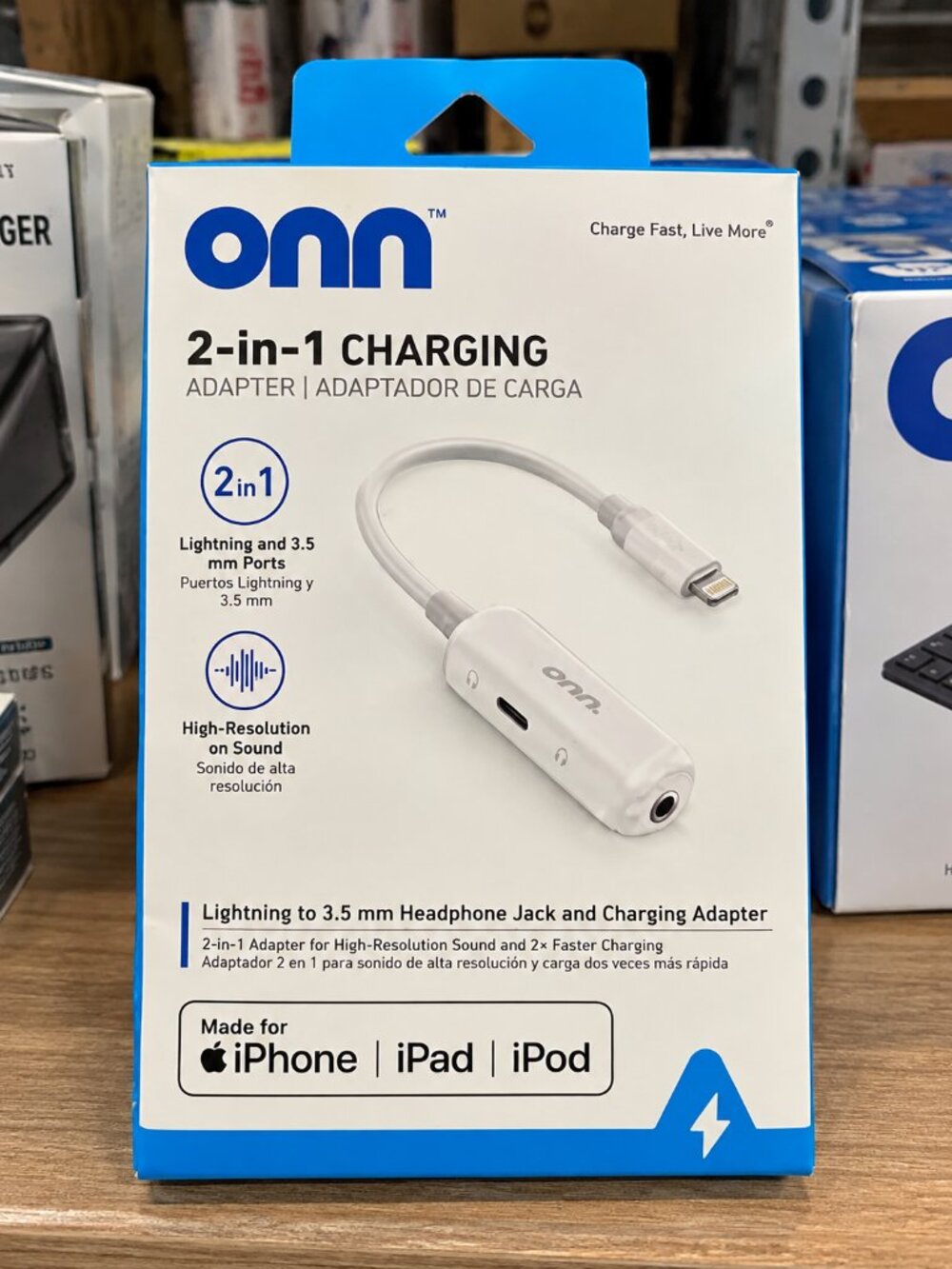 ONN Lighting Headphone Jack And Charger Adaptor